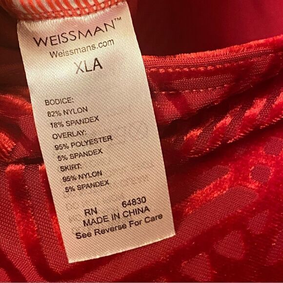 Weissman Dance costume red maxi mesh flocked dress More 12261 Adult XLA - Picture 10 of 11